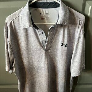 Under Armour Loose Fit Heat Gear Silver Golf Polo Men's Medium